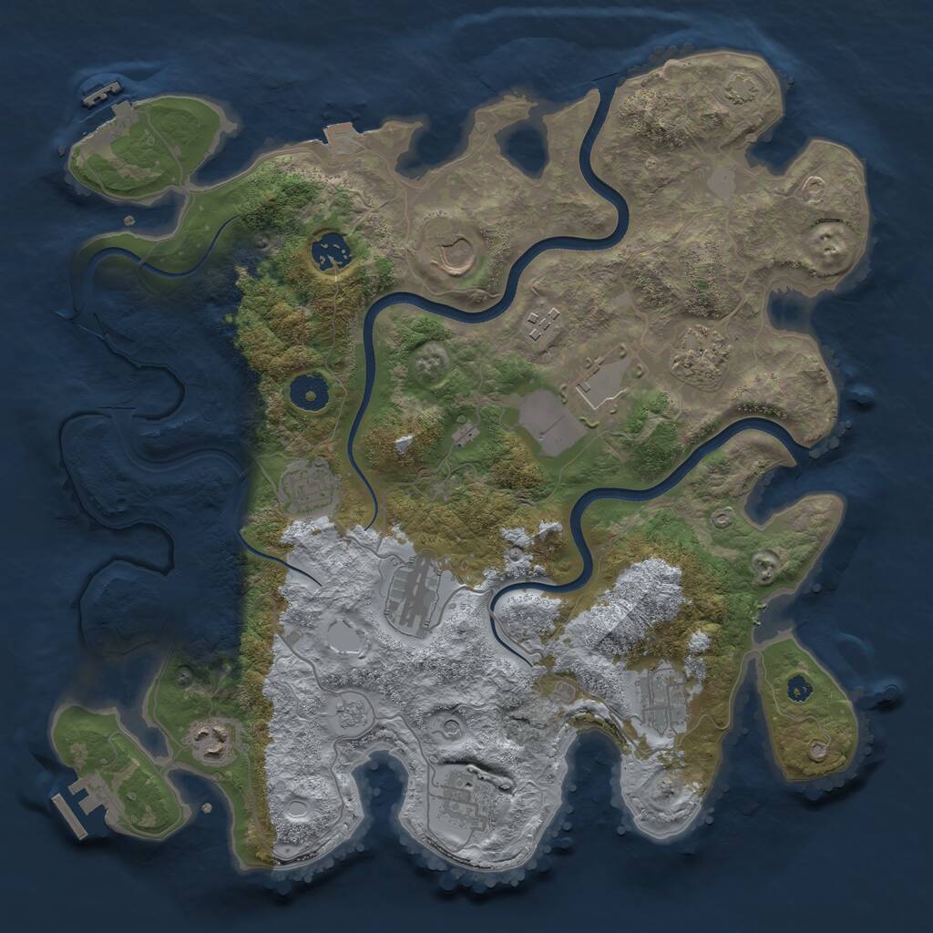 Rust Map: Procedural Map, Size: 3700, Seed: 555379383, 16 Monuments
