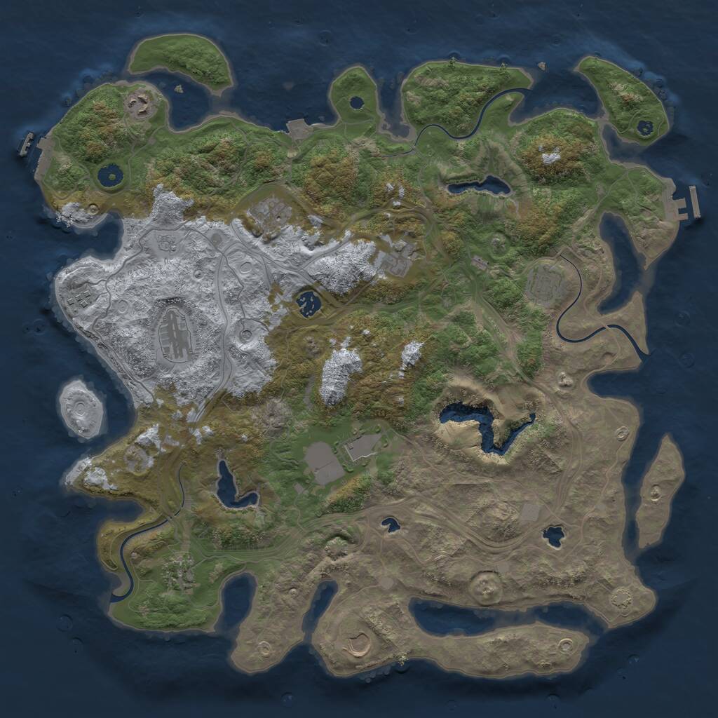 Rust Map: Procedural Map, Size: 4500, Seed: 2045021717, 16 Monuments
