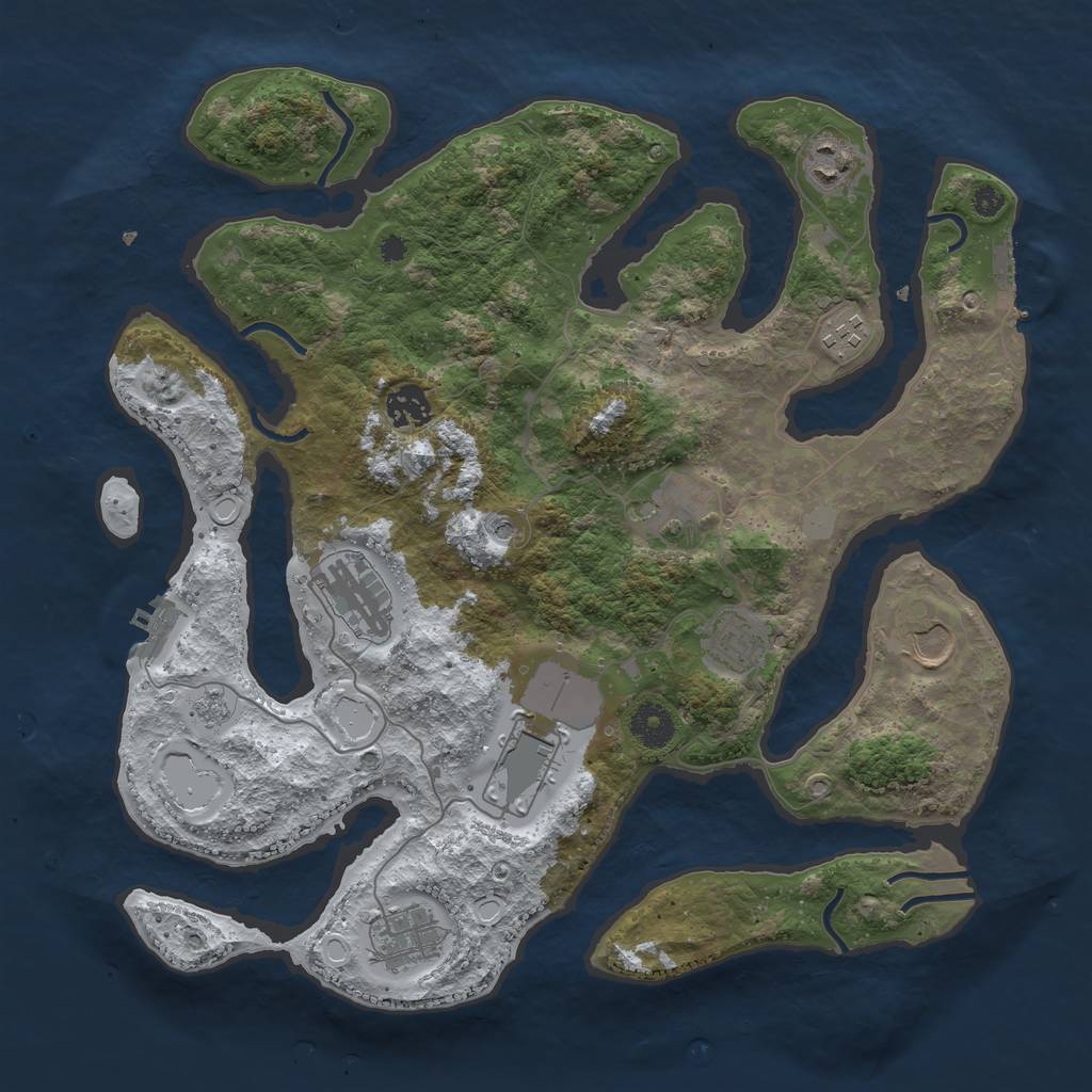 Rust Map: Procedural Map, Size: 3700, Seed: 1142991519, 18 Monuments