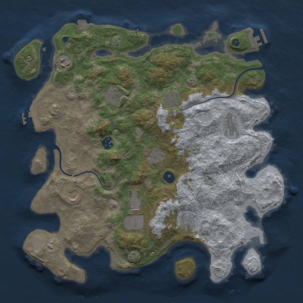 Rust Map: Procedural Map, Size: 3950, Seed: 4358, 16 Monuments