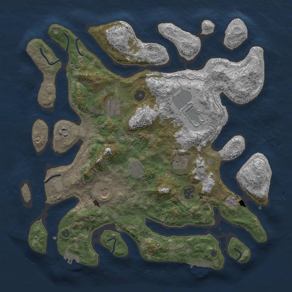 Rust Map: Procedural Map, Size: 4000, Seed: 2030097446, 16 Monuments