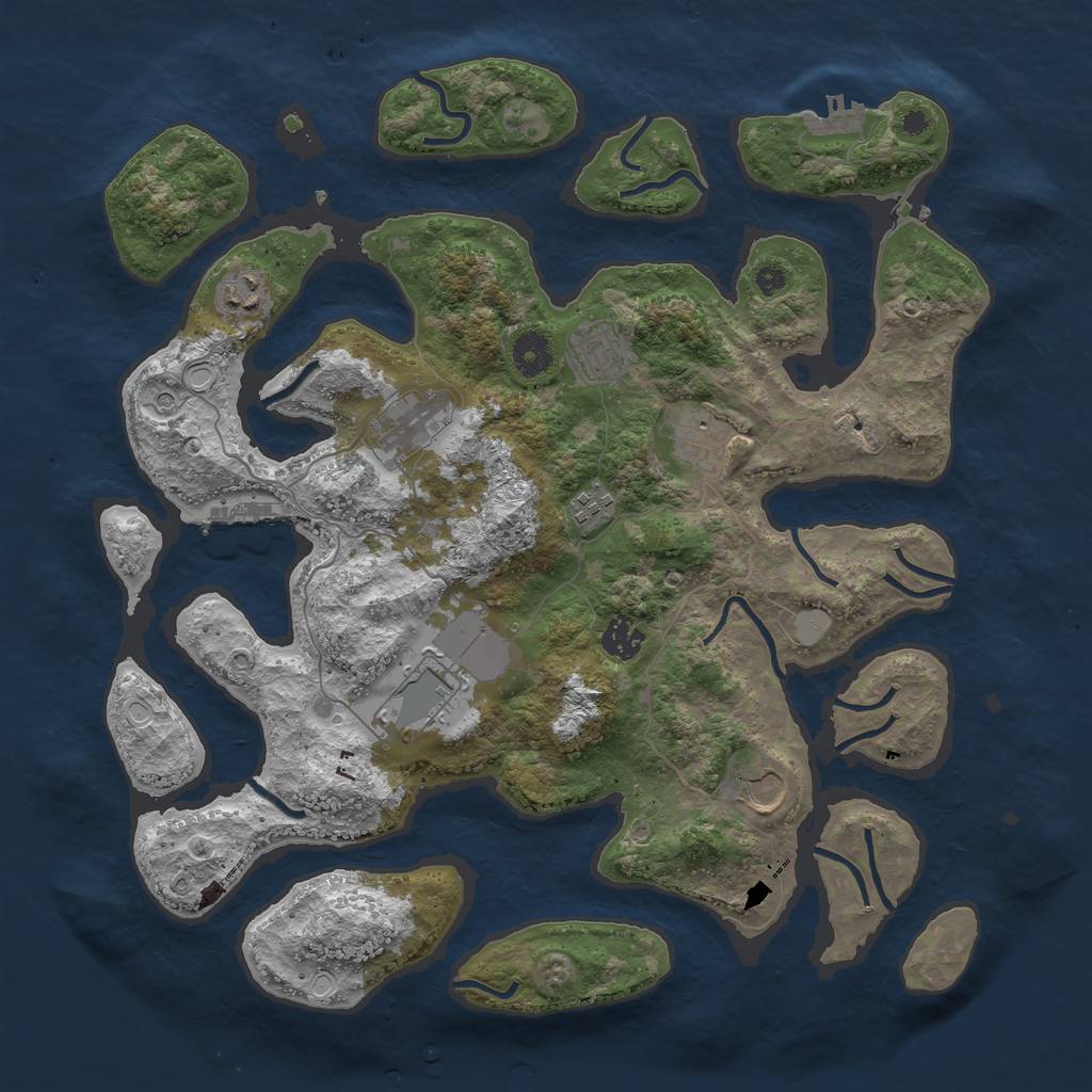 Rust Map: Procedural Map, Size: 3900, Seed: 1217463140, 16 Monuments