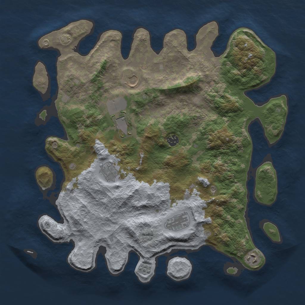 Rust Map: Barren, Size: 4000, Seed: 781621, 11 Monuments