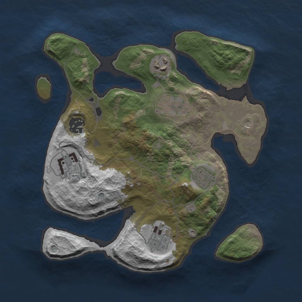Rust Map: Barren, Size: 2800, Seed: 1142991519, 9 Monuments