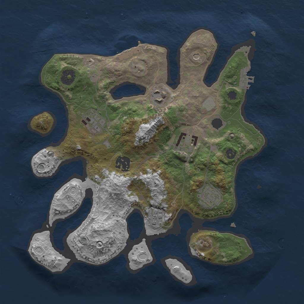 Rust Map: Procedural Map, Size: 3000, Seed: 705201, 14 Monuments
