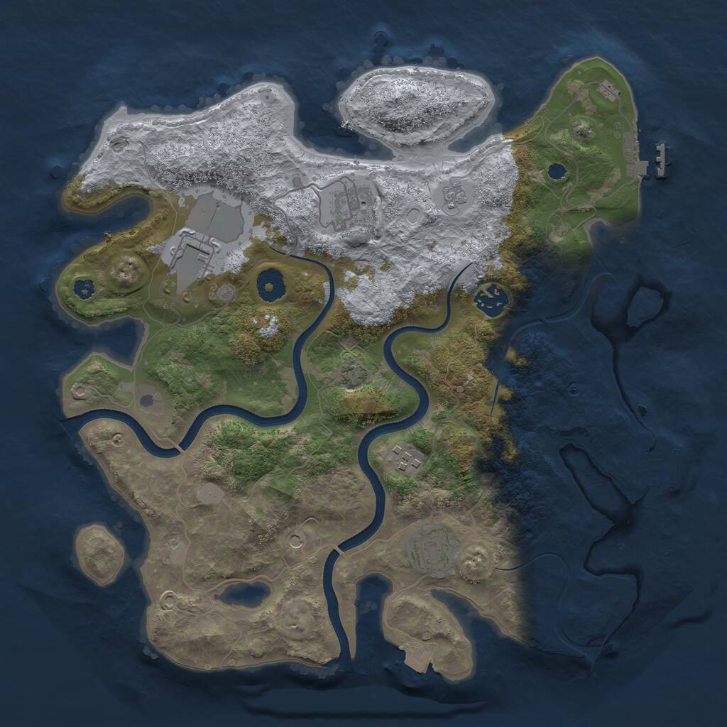 Rust Map: Procedural Map, Size: 3500, Seed: 54370433, 11 Monuments