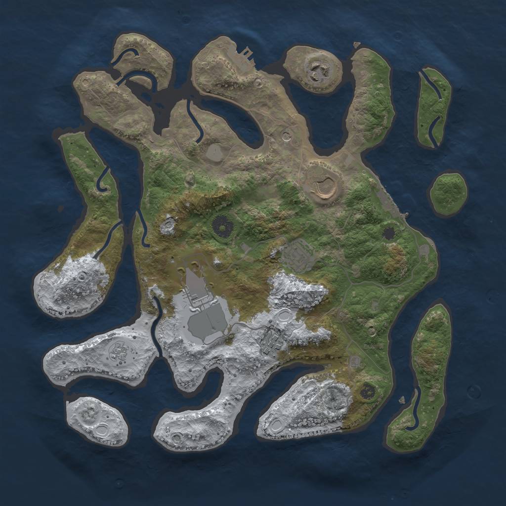 Rust Map: Procedural Map, Size: 3500, Seed: 5552, 14 Monuments