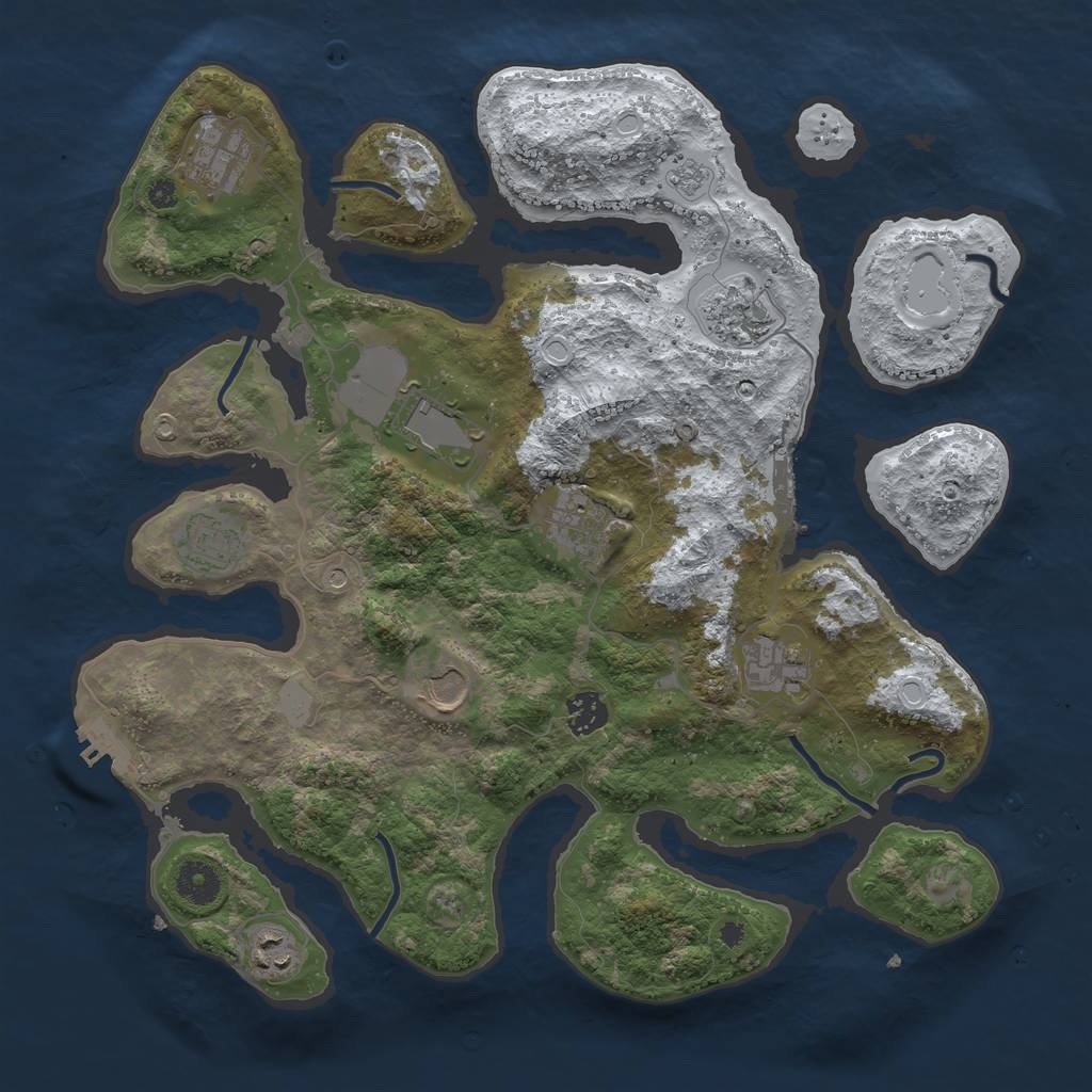 Rust Map: Procedural Map, Size: 3800, Seed: 1794626533, 18 Monuments