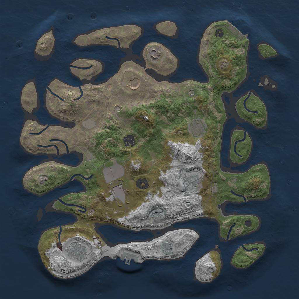 Rust Map: Procedural Map, Size: 3700, Seed: 4152, 16 Monuments