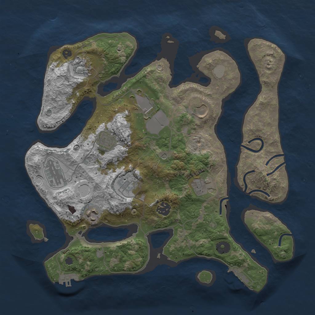 Rust Map: Procedural Map, Size: 3500, Seed: 301920, 17 Monuments