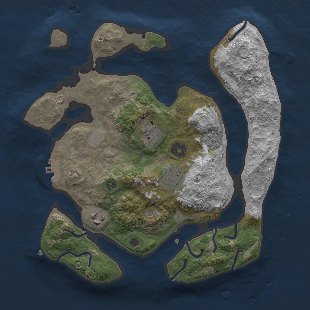 Rust Map: Procedural Map, Size: 3000, Seed: 516584641, 11 Monuments