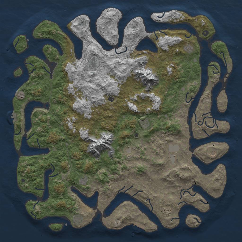 Rust Map: Procedural Map, Size: 6000, Seed: 31279, 19 Monuments