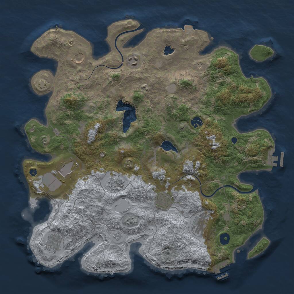 Rust Map: Procedural Map, Size: 4000, Seed: 2071333811, 14 Monuments