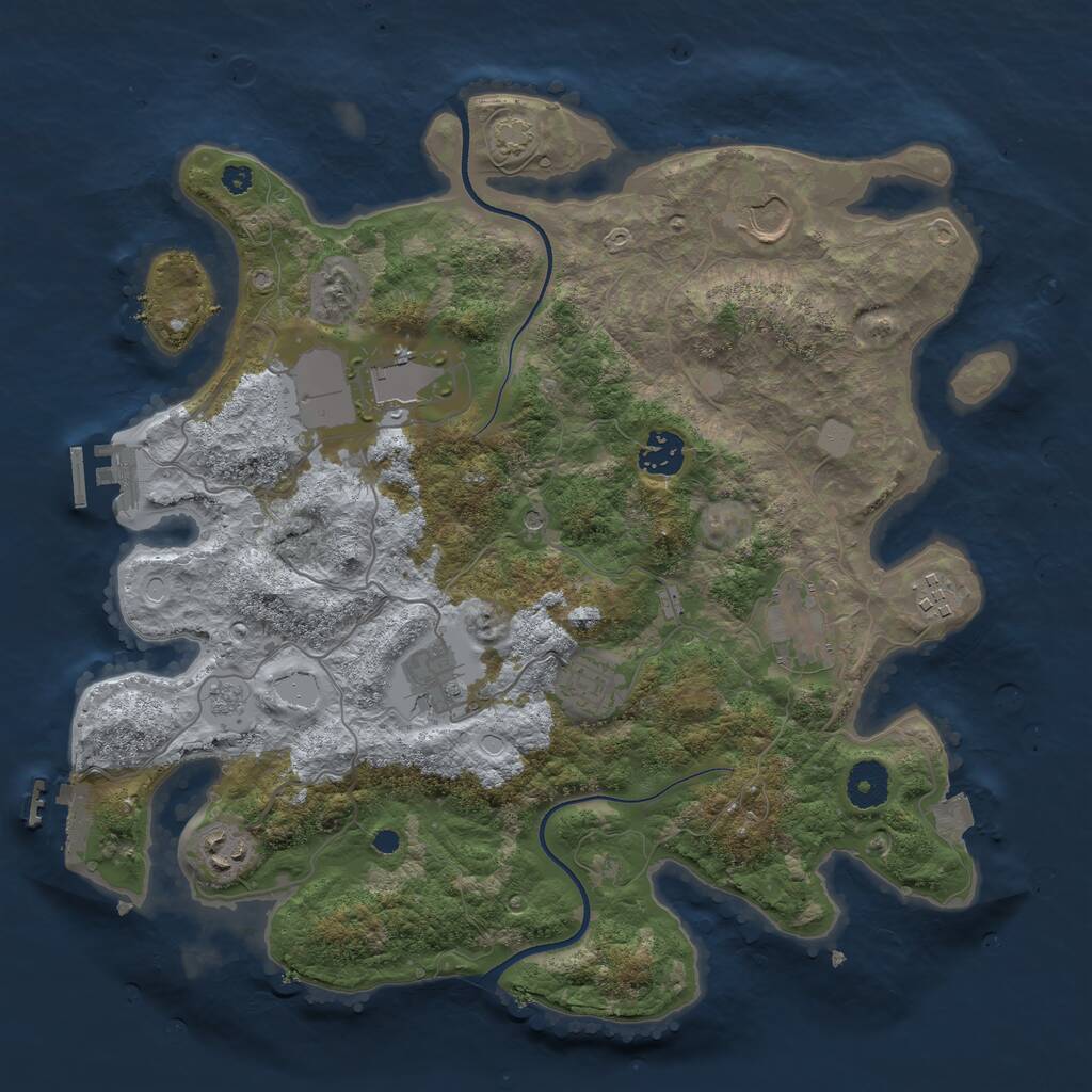 Rust Map: Procedural Map, Size: 3600, Seed: 1019455787, 14 Monuments