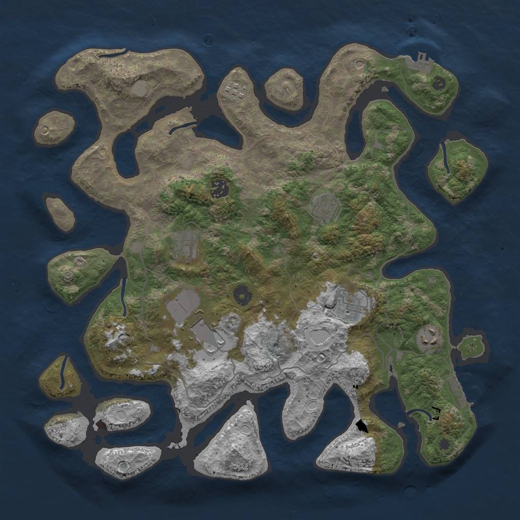 Rust Map: Procedural Map, Size: 4000, Seed: 1455026936, 15 Monuments