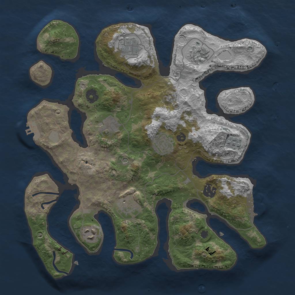 Rust Map: Procedural Map, Size: 3300, Seed: 560985739, 16 Monuments
