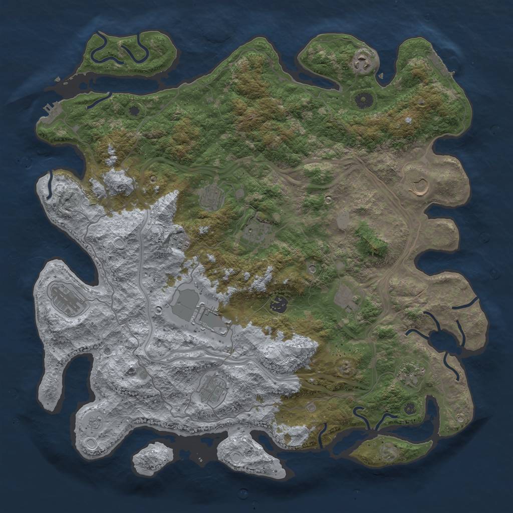 Rust Map: Procedural Map, Size: 4500, Seed: 1749847991, 20 Monuments