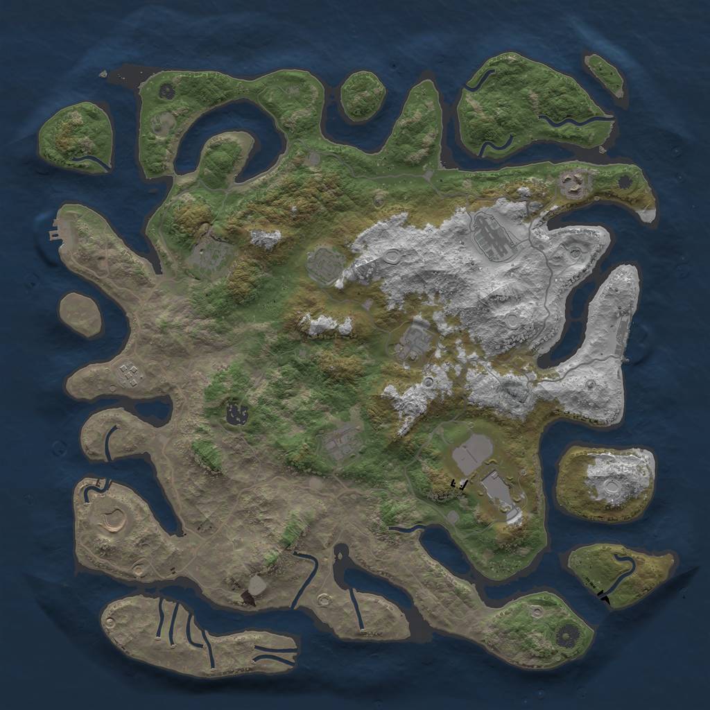 Rust Map: Procedural Map, Size: 4500, Seed: 1997575187, 18 Monuments