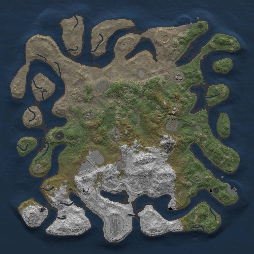 Rust Map: Procedural Map, Size: 4500, Seed: 1604562, 18 Monuments