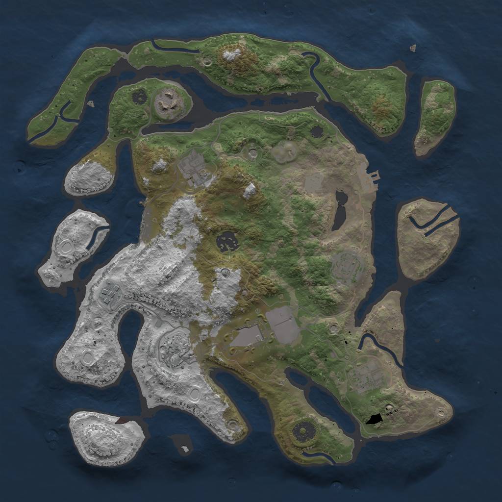 Rust Map: Procedural Map, Size: 3500, Seed: 4102, 16 Monuments