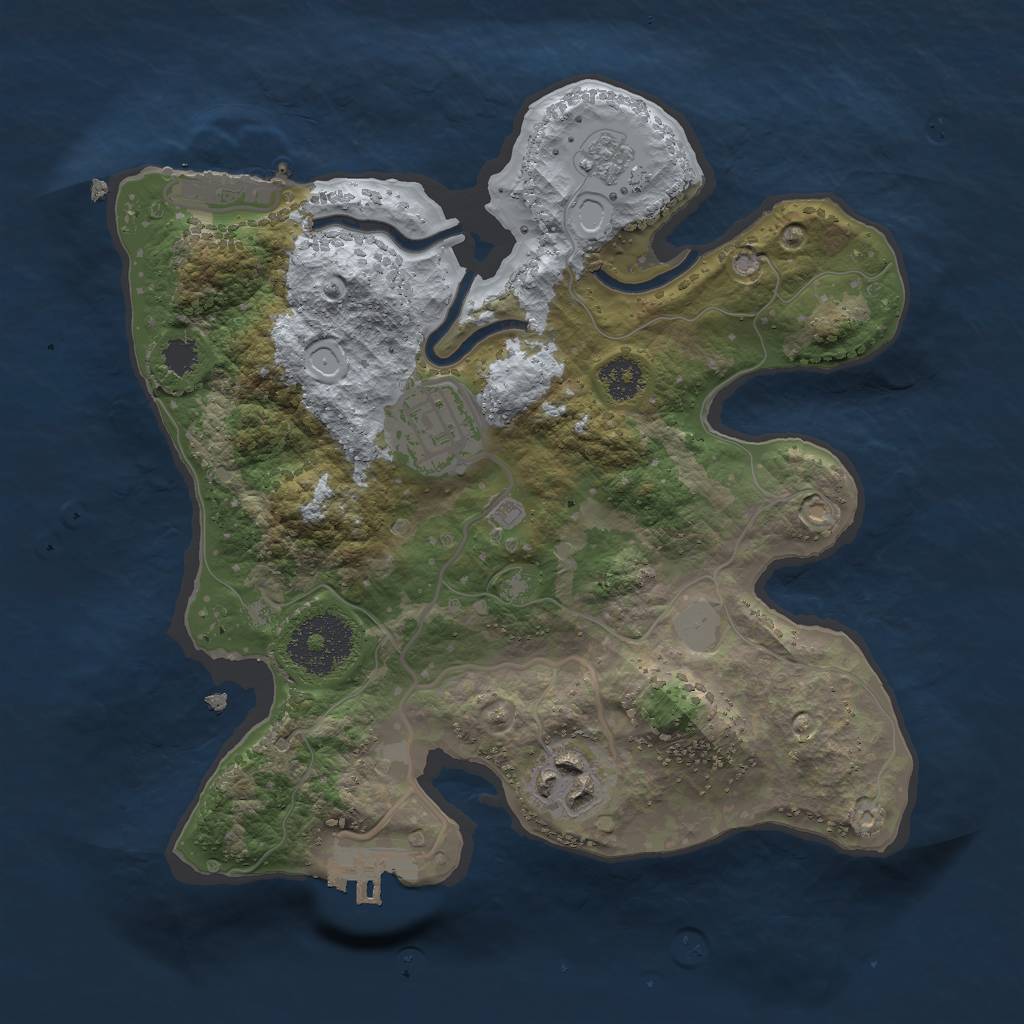 Rust Map: Procedural Map, Size: 2500, Seed: 45682, 10 Monuments