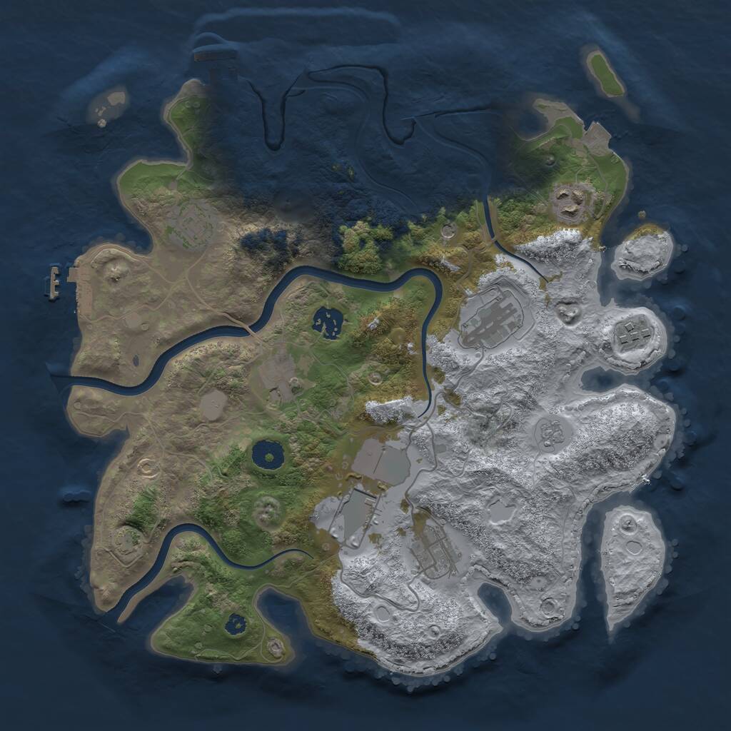 Rust Map: Procedural Map, Size: 3500, Seed: 1100783232, 14 Monuments