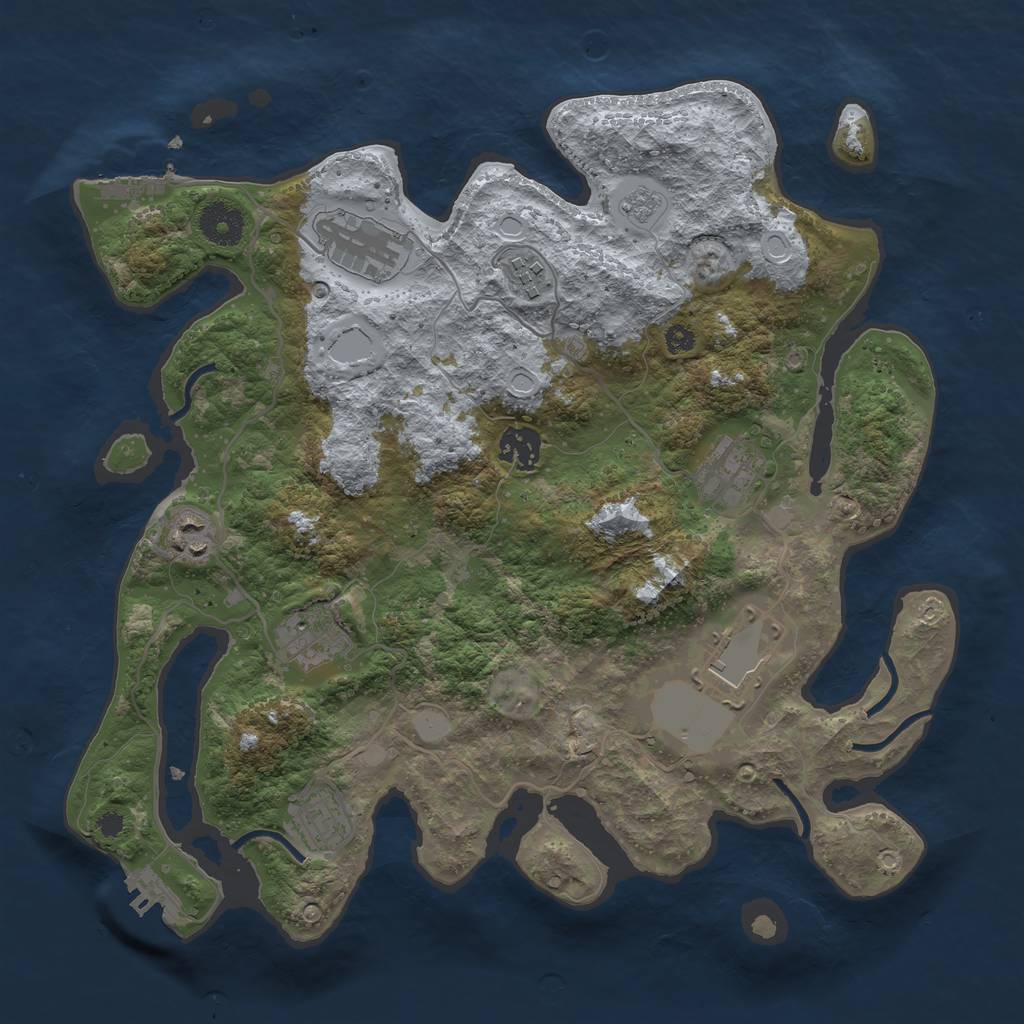Rust Map: Procedural Map, Size: 3500, Seed: 1398117944, 14 Monuments