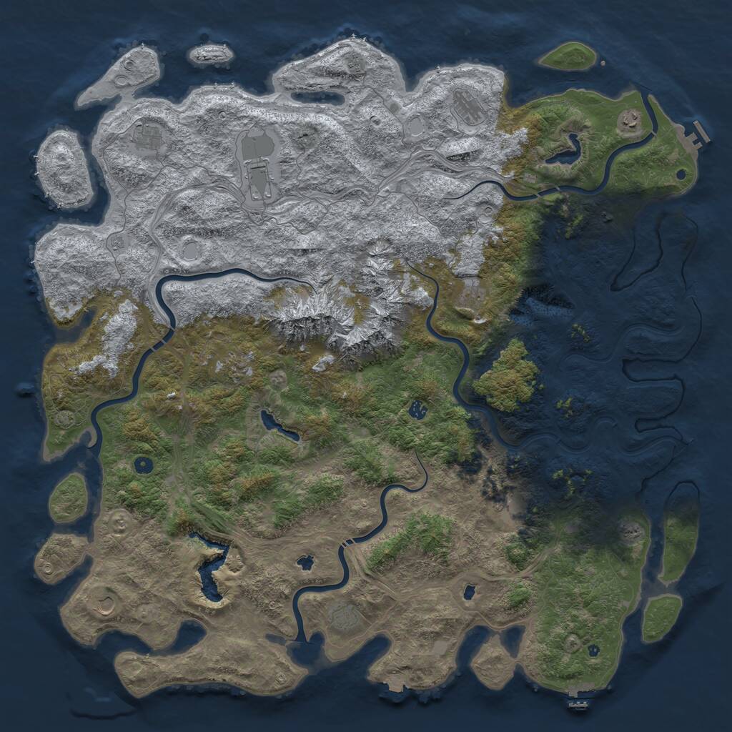 Rust Map: Procedural Map, Size: 6000, Seed: 597516707, 17 Monuments