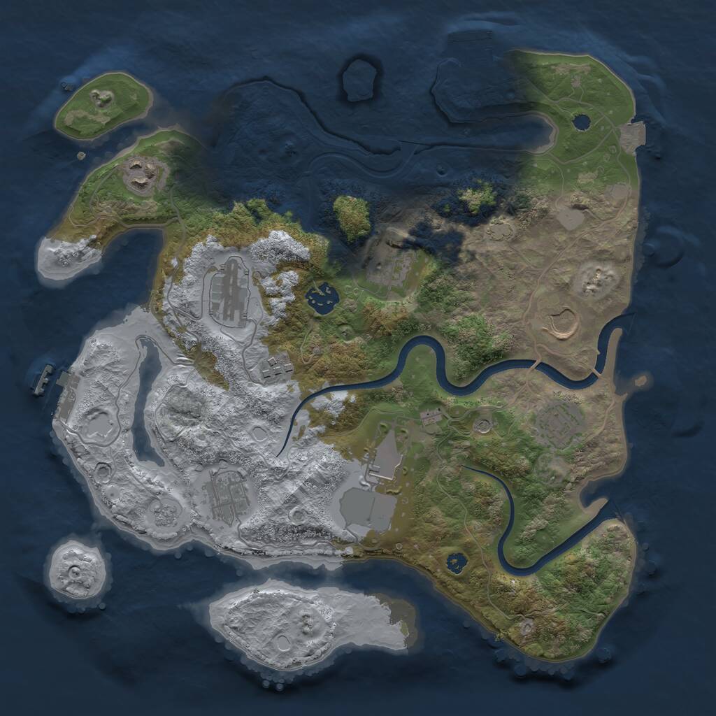 Rust Map: Procedural Map, Size: 3500, Seed: 1147413691, 15 Monuments
