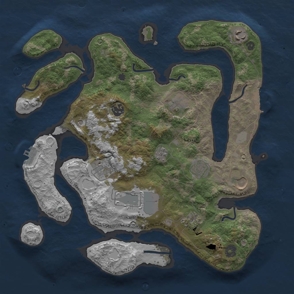 Rust Map: Procedural Map, Size: 3500, Seed: 1147413691, 17 Monuments