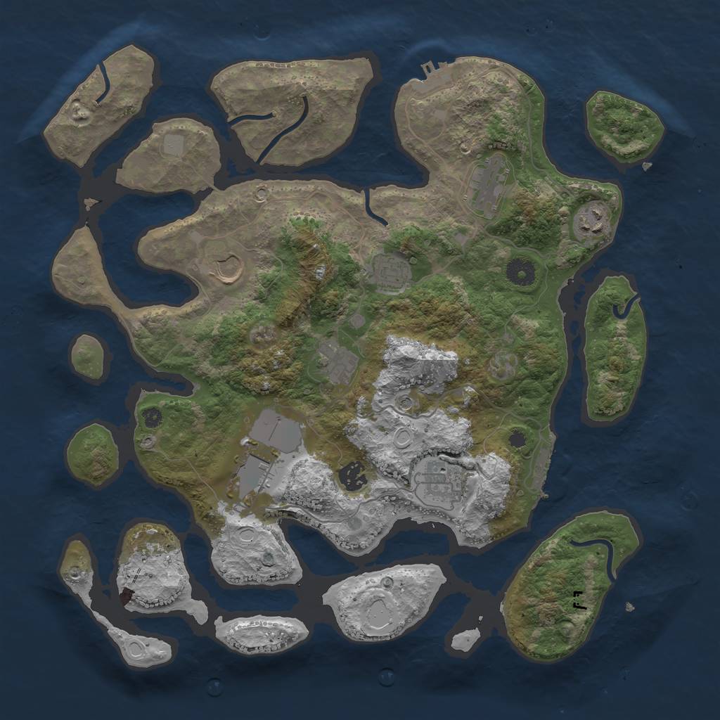Rust Map: Procedural Map, Size: 3800, Seed: 483725219, 16 Monuments