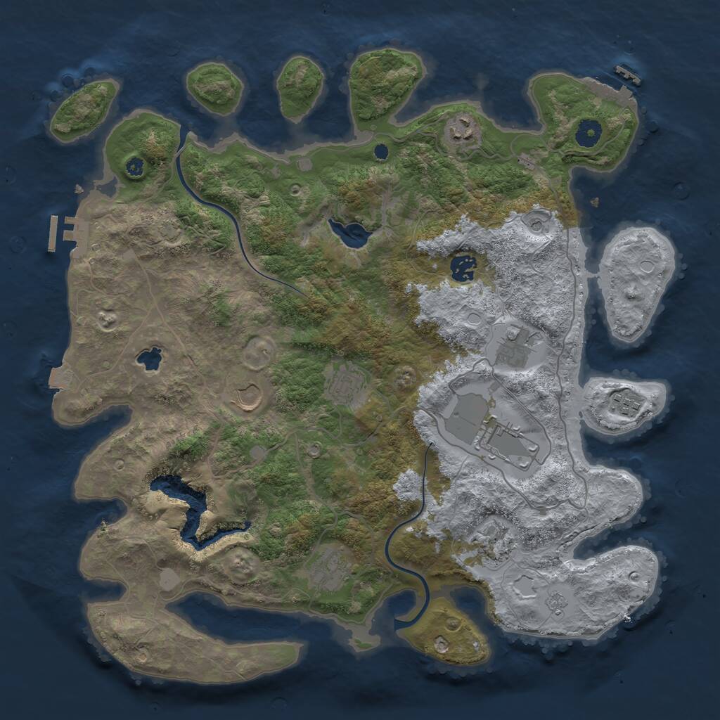 Rust Map: Procedural Map, Size: 4000, Seed: 2133151991, 15 Monuments