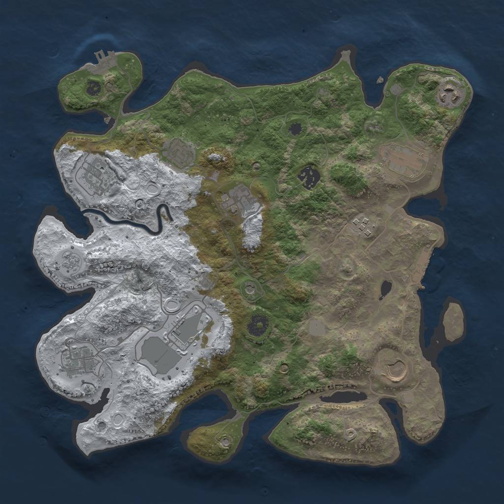 Rust Map: Procedural Map, Size: 3500, Seed: 516399279, 19 Monuments