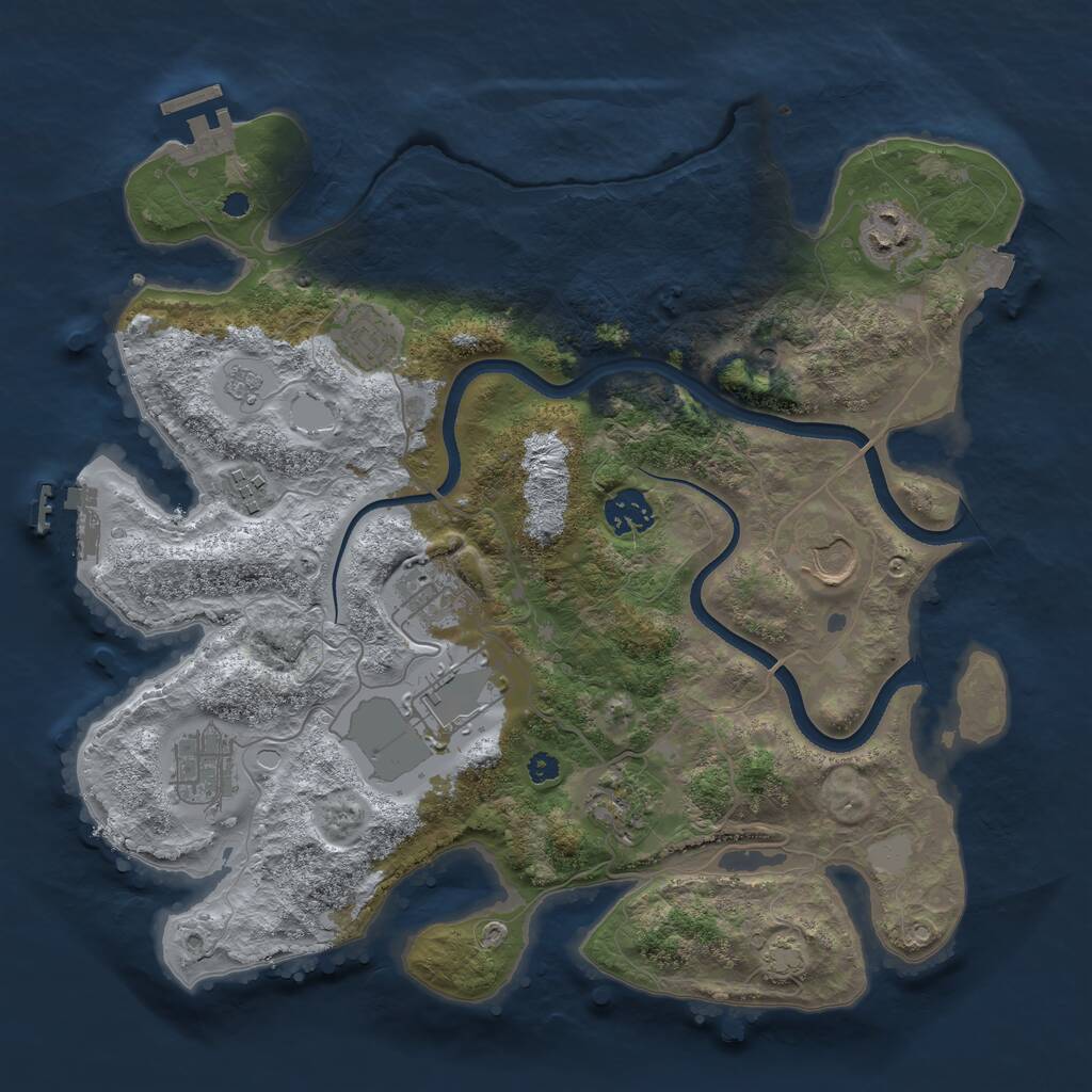 Rust Map: Procedural Map, Size: 3500, Seed: 516399279, 15 Monuments