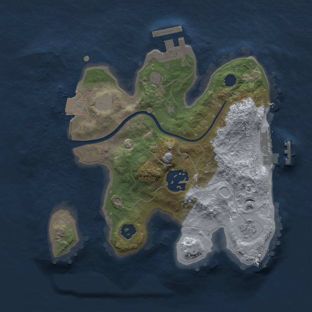 Rust Map: Procedural Map, Size: 2100, Seed: 44, 5 Monuments