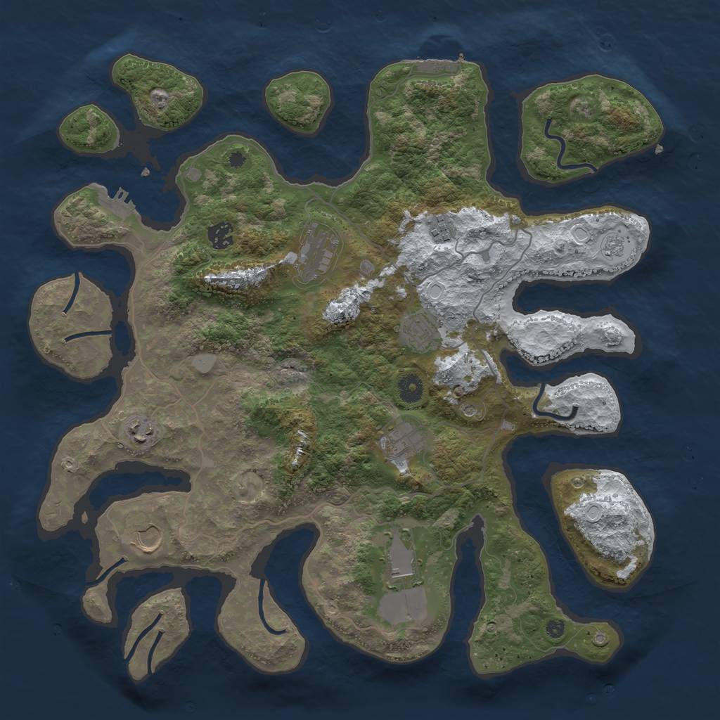 Rust Map: Procedural Map, Size: 4000, Seed: 111474990, 17 Monuments