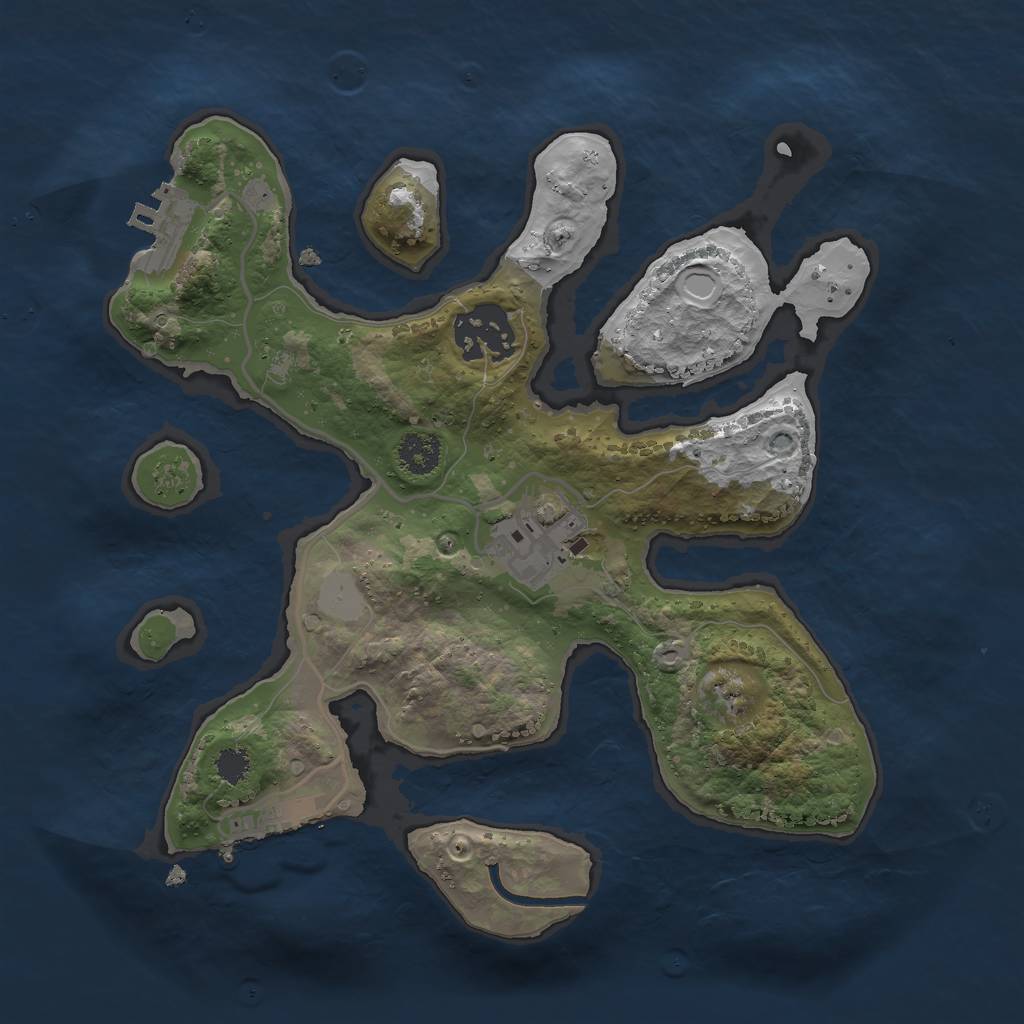 Rust Map: Procedural Map, Size: 2500, Seed: 2104649800, 9 Monuments