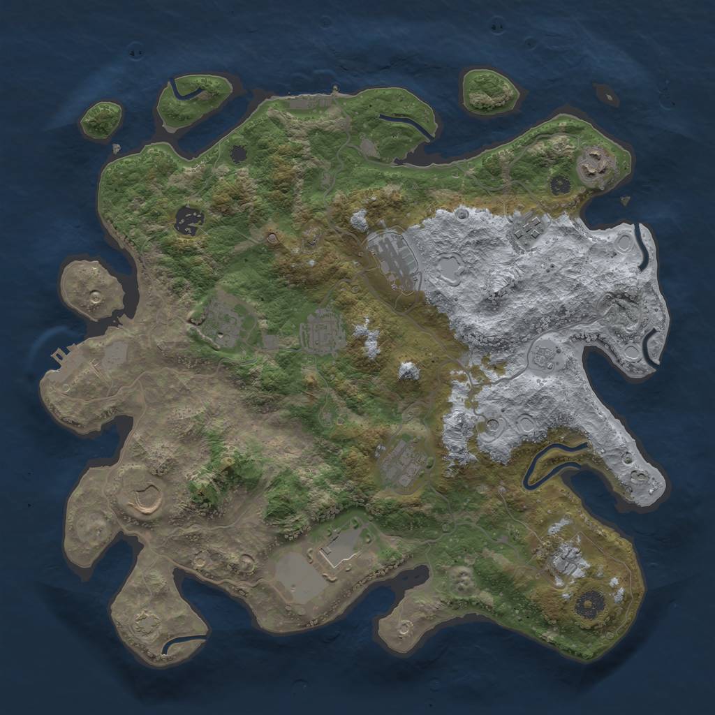 Rust Map: Procedural Map, Size: 3700, Seed: 1111, 18 Monuments