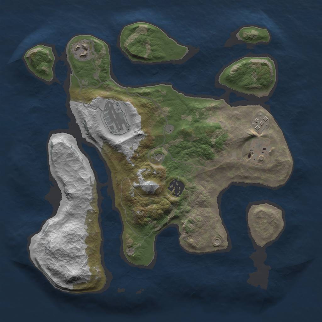 Rust Map: Barren, Size: 2999, Seed: 1000, 8 Monuments