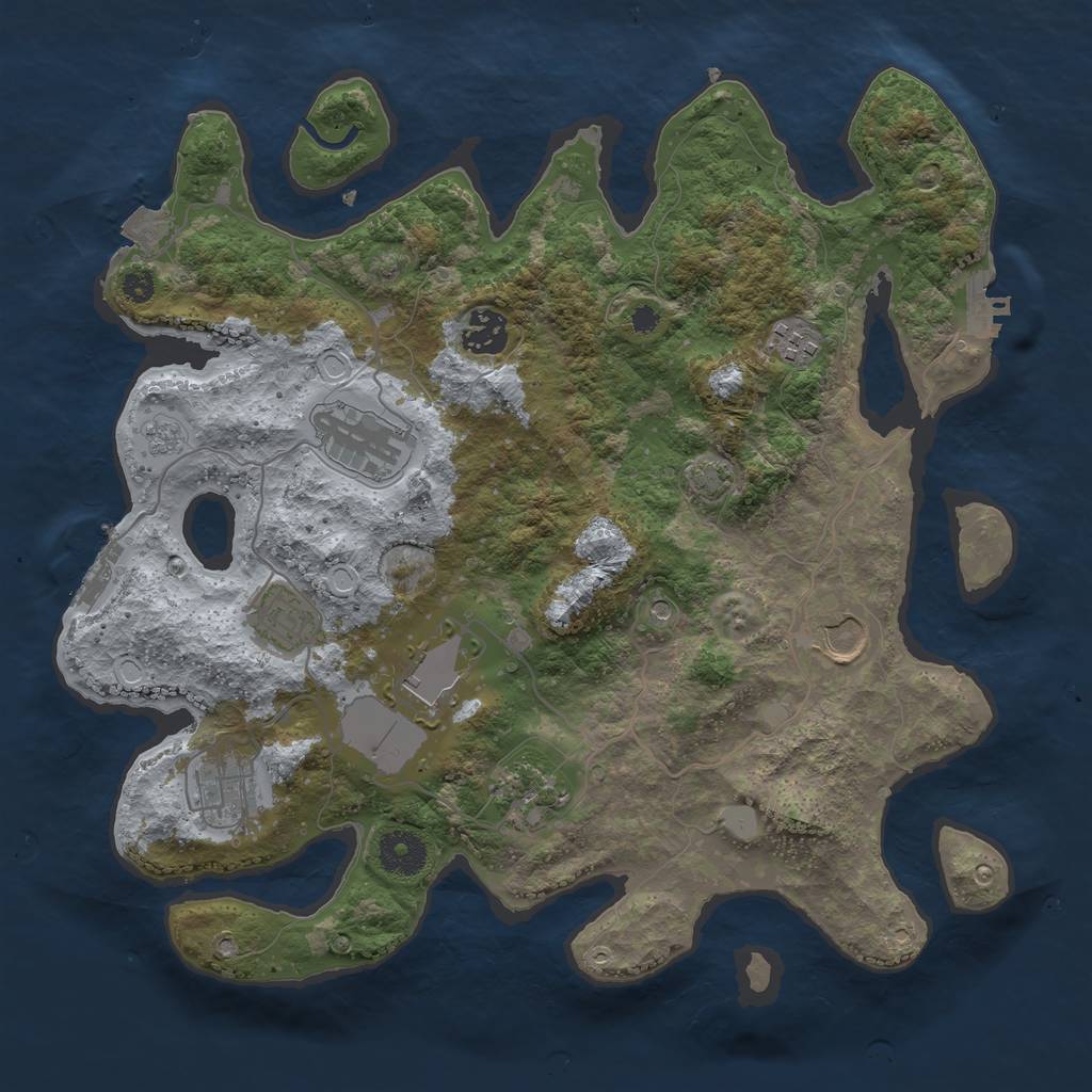 Rust Map: Procedural Map, Size: 3500, Seed: 669154947, 16 Monuments