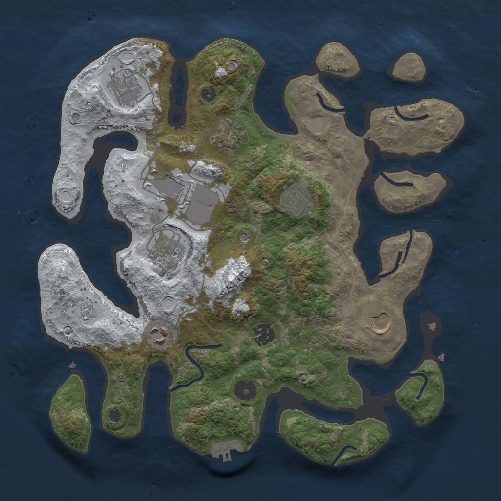 Rust Map: Procedural Map, Size: 3500, Seed: 5363746, 16 Monuments