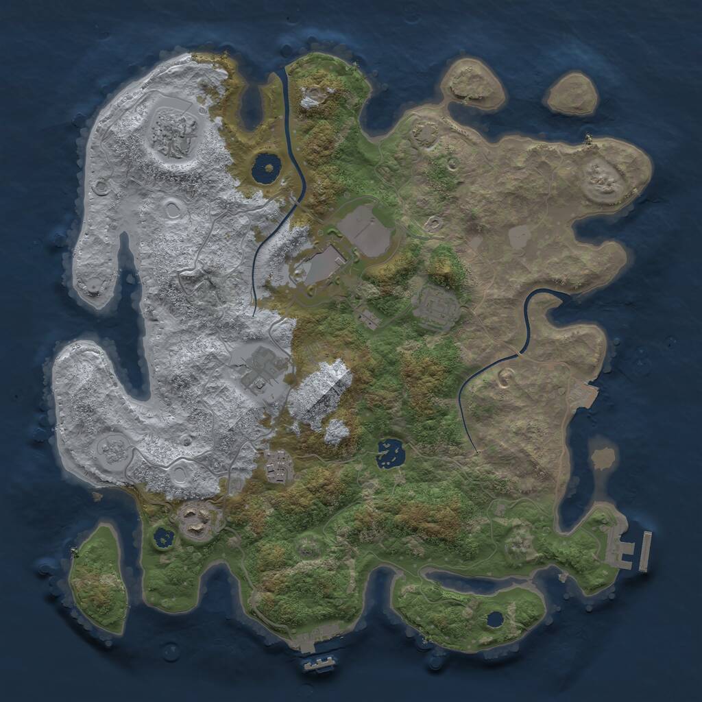 Rust Map: Procedural Map, Size: 3500, Seed: 5363746, 12 Monuments
