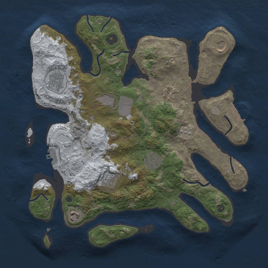Rust Map: Procedural Map, Size: 3600, Seed: 1028436657, 17 Monuments