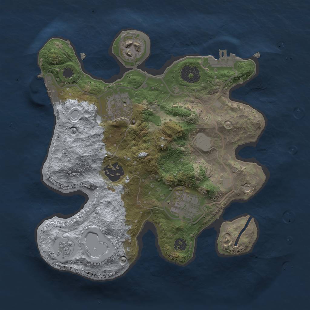 Rust Map: Procedural Map, Size: 2500, Seed: 1373448759, 12 Monuments