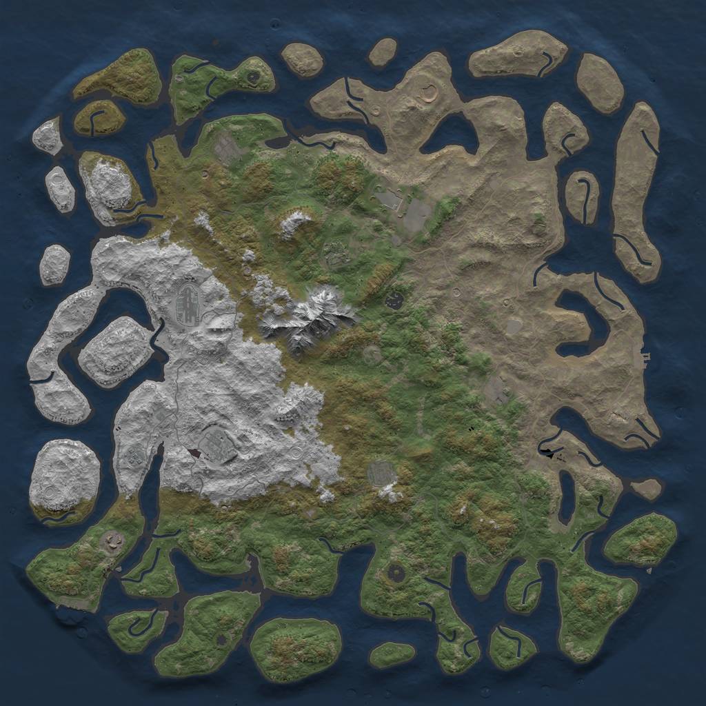 Rust Map: Procedural Map, Size: 6000, Seed: 79674221, 19 Monuments