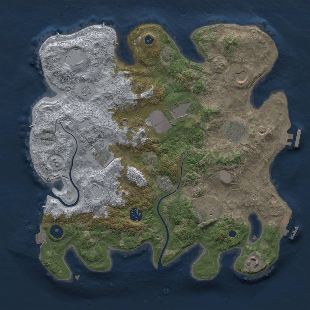 Rust Map: Procedural Map, Size: 3500, Seed: 154635847, 14 Monuments