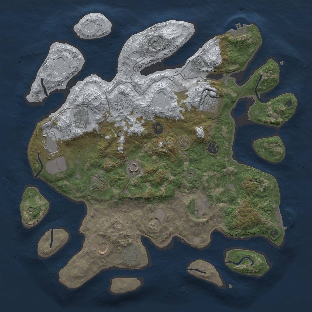 Rust Map: Procedural Map, Size: 4000, Seed: 3719378, 19 Monuments