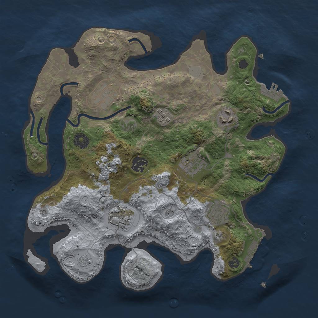 Rust Map: Procedural Map, Size: 3000, Seed: 468366999, 14 Monuments
