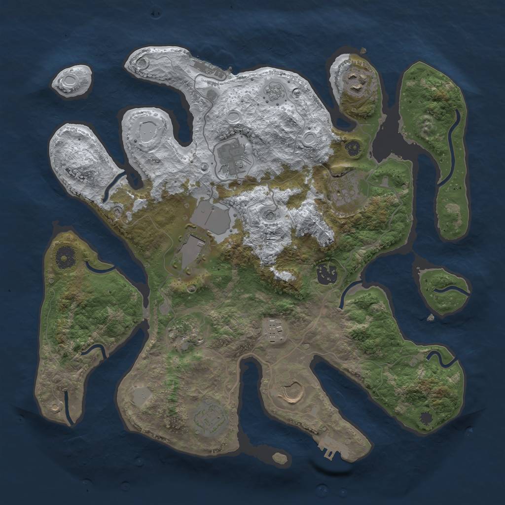 Rust Map: Procedural Map, Size: 3500, Seed: 745620758, 18 Monuments