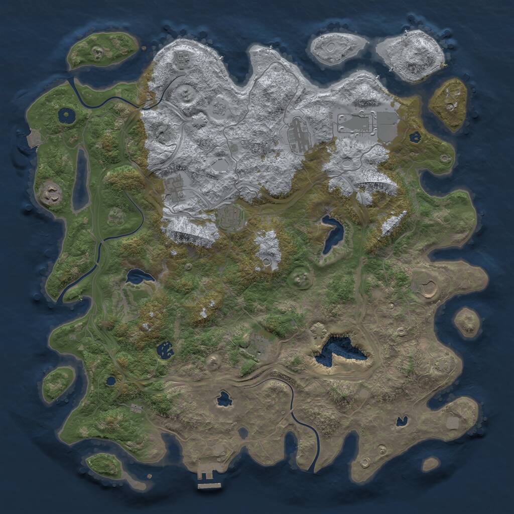 Rust Map: Procedural Map, Size: 4500, Seed: 38612, 14 Monuments